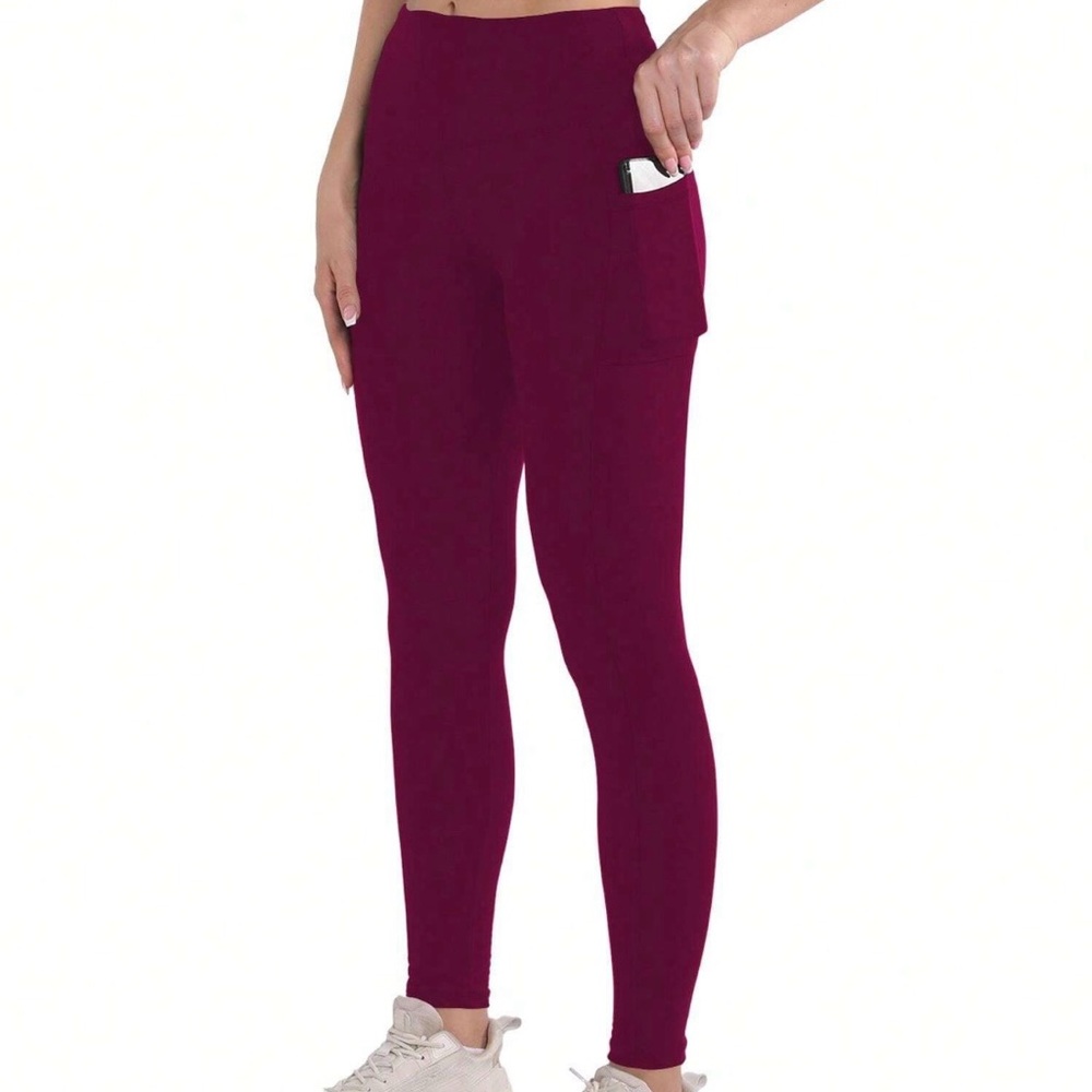 4pcs Yoga Tights M-Shaped Seam Sculpt Booty Compression Leggings With Side Phone - Picture 9 of 9